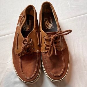 Men's Vans camel colored boat shoes, size 9